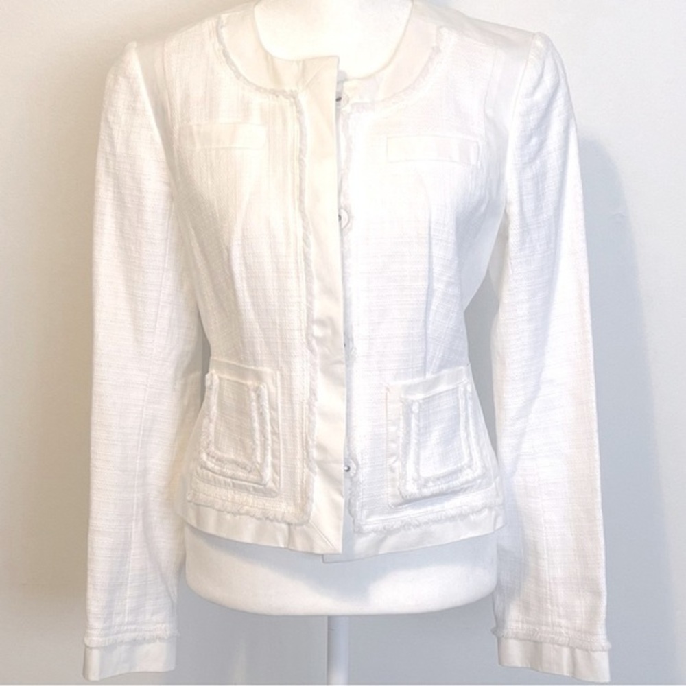 Ann Taylor white tweed blazer